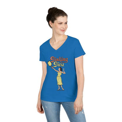 DINKING DIVA LADIES' V-NECK T-SHIRT